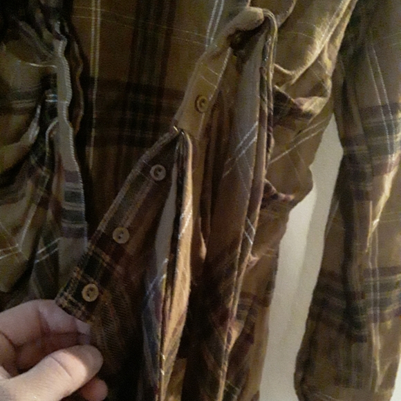 Hers&Mine Womens Plaid ButtonUp Shirt TieUp Waist - Picture 10 of 16